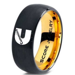 Cummins Ring, Cummins Engine Ring, Black Tungsten Ring, Black Wedding Band, Black Tungsten Wedding Ring, Truck Ring, Engine Ring, Cummins Engine