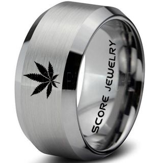Marijuana Leaf Ring, Marijuana Ring, Cannabis Leaf Ring, Cannabis Ring, Marijuana Jewelry, Silver Tungsten Ring, Silver Ring, Cannabis Jewelry, Weed Ring, Pot Ring