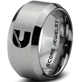 Cummins Ring, Cummins Engine Ring, Silver Tungsten Ring, Silver Wedding Band, Silver Tungsten Wedding Ring, Truck Ring, Engine Ring, Cummins Engine