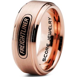 Trucker Ring, Truck Driver Ring, Freightliner Truck Ring, Freightliner Ring, Rose Gold Tungsten Ring, Rose Gold Wedding Ring, Truck Ring, Rose Gold Ring