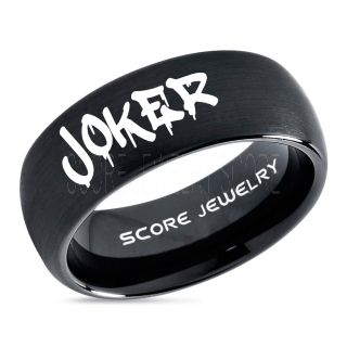 Joker Ring, Joker Card Suit Ring, Joker Wedding Ring, Black Joker Ring, Joker Wedding Band, Black Tungsten Ring, Black Tungsten Band, Black Wedding Ring