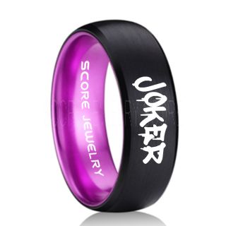 Joker Ring, Joker Card Suit Ring, Joker Wedding Ring, Black Joker Ring, Joker Wedding Band, 8mm Black Tungsten Ring, Black Wedding Ring, Black Wedding Band