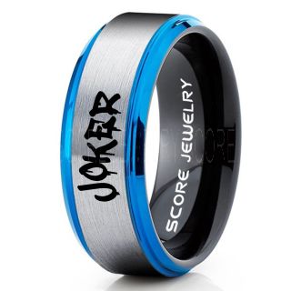 Joker Ring, Joker Card Suit Ring, Joker Wedding Ring, Silver Joker Ring, Joker Wedding Band, 8mm Silver Tungsten Ring, Silver Wedding Ring, Silver Wedding Band