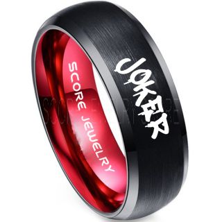 Joker Ring, Joker Card Suit Ring, Joker Wedding Ring, Black Joker Ring, Joker Wedding Band, 8mm Black Tungsten Ring, Black Wedding Ring, Black Wedding Band