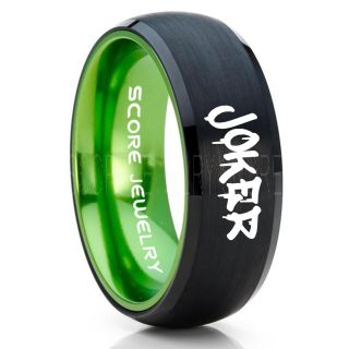 Joker Ring, Joker Card Suit Ring, Joker Wedding Ring, Black Joker Ring, Joker Wedding Band, 8mm Black Tungsten Ring, Black Wedding Ring, Black Wedding Band