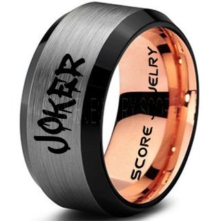 Joker Ring, Joker Card Suit Ring, Joker Wedding Ring, Silver Joker Ring, Joker Wedding Band, 10mm Silver Tungsten Ring, Silver Wedding Ring, Silver Wedding Band