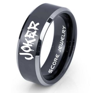 Joker Ring, Joker Card Suit Ring, Joker Wedding Ring, Black Joker Ring, Joker Wedding Band, 8mm Black Tungsten Ring, Black Wedding Ring, Black Wedding Band