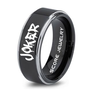 Joker Ring, Joker Card Suit Ring, Joker Wedding Ring, Black Joker Ring, Joker Wedding Band, Black Tungsten Ring, Black Tungsten Band, Black Wedding Ring