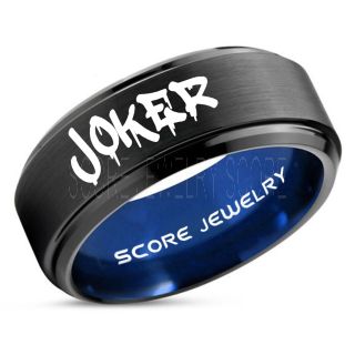Joker Ring, Joker Card Suit Ring, Joker Wedding Ring, Black Joker Ring, Joker Wedding Band, Black Tungsten Ring, Black Tungsten Band, Black Wedding Ring