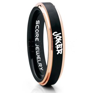 Joker Ring, Joker Card Suit Ring, Joker Wedding Ring, Black Joker Ring, Joker Wedding Band, 4mm Black Tungsten Ring