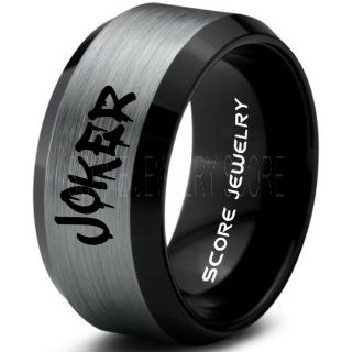 Joker Ring, Joker Card Suit Ring, Joker Wedding Ring, Silver Joker Ring, Joker Wedding Band, 10mm Silver Tungsten Ring, Silver Wedding Ring, Silver Wedding Band