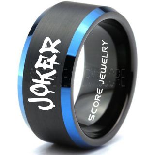 Joker Ring, Joker Card Suit Ring, Joker Wedding Ring, Black Joker Ring, Joker Wedding Band, 10mm Black Tungsten Ring, Black Wedding Ring, Black Wedding Band