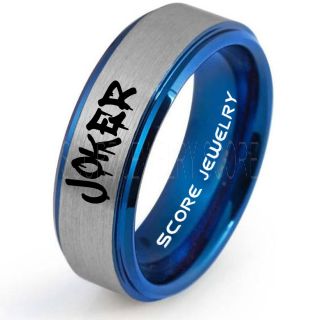 Joker Ring, Joker Card Suit Ring, Joker Wedding Ring, Silver Joker Ring, Joker Wedding Band, 8mm Silver Tungsten Ring, Silver Wedding Ring, Silver Wedding Band