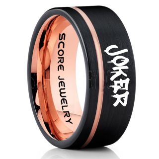 Joker Ring, Joker Card Suit Ring, Joker Wedding Ring, Black Joker Ring, Joker Wedding Band, Black Tungsten Ring, Black Tungsten Band, Black Wedding Ring
