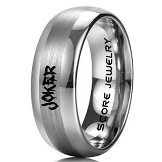 Joker Ring, Joker Card Suit Ring, Joker Wedding Ring, Silver Joker Ring, Joker Wedding Band, Silver Tungsten Ring, Silver Tungsten Band, Silver Wedding Ring
