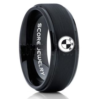 BMW Ring, Black BMW Ring, Black Tungsten Ring, Black Wedding Ring, Tungsten Wedding Band, Black Tungsten Wedding Ring, BMW Jewelry