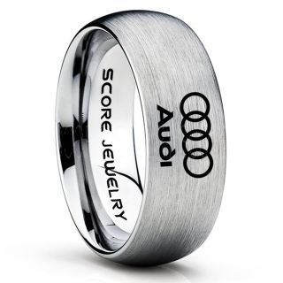 Audi Ring, Silver Audi Ring, Silver Tungsten Ring, Silver Wedding Ring, Tungsten Wedding Band, Silver Tungsten Wedding Ring