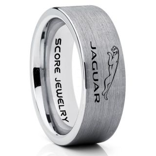 Jaguar Ring, Jaguar Land Rover Ring, Silver Tungsten Ring, Silver Wedding Ring, Tungsten Wedding Band, Silver Tungsten Wedding Ring