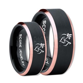 2 Piece Couple Set Buck and Doe Rings, Buck and Doe Rings, Black Tungsten Rings, Black Wedding Bands, Buck and Doe Bands, Buck and Doe Wedding Bands, Hunting Wedding Bands