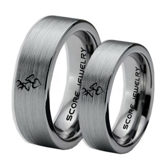 2 Piece Couple Set Buck and Doe Rings, Buck and Doe Rings, Silver Tungsten Rings, Silver Wedding Bands, Buck and Doe Bands, Buck and Doe Wedding Bands, Hunting Wedding Bands