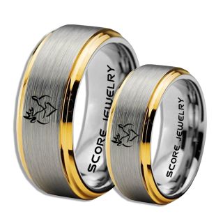 2 Piece Couple Set Buck and Doe Rings, Buck and Doe Rings, Silver Tungsten Rings, Silver Wedding Bands, Buck and Doe Bands, Buck and Doe Wedding Bands, Hunting Wedding Bands
