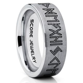 Norse Rune Ring, Norse Ring, Viking Ring, Elder Futhark Ring, Silver Norse Rune Ring, Silver Tungsten Ring, Silver  Wedding Ring, Tungsten Wedding Band