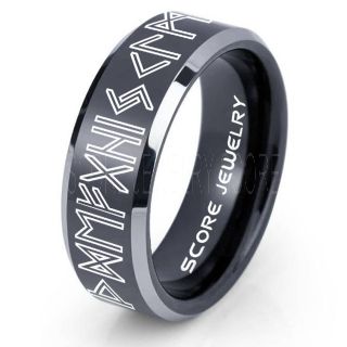 Norse Rune Ring, Norse Ring, Viking Ring, Elder Futhark Ring, Black Norse Rune Ring, Black Tungsten Ring, Black Wedding Ring, Tungsten Wedding Band
