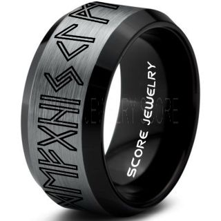 Norse Rune Ring, Norse Ring, Viking Ring, Elder Futhark Ring, Silver Norse Rune Ring, Silver Tungsten Ring, Silver  Wedding Ring, Tungsten Wedding Band