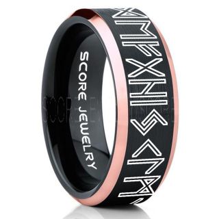 Norse Rune Ring, Norse Ring, Viking Ring, Elder Futhark Ring, Black Norse Rune Ring, Black Tungsten Ring, Black Wedding Ring, Tungsten Wedding Band