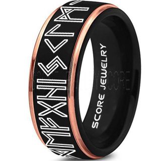 Norse Rune Ring, Norse Ring, Viking Ring, Elder Futhark Ring, Black Norse Rune Ring, Black Tungsten Ring, Black Wedding Ring, Tungsten Wedding Band