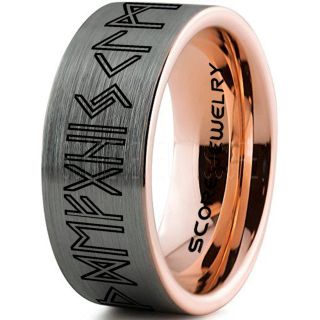 Norse Rune Ring, Norse Ring, Viking Ring, Elder Futhark Ring, Silver Norse Rune Ring, Silver Tungsten Ring, Silver Wedding Ring, Tungsten Wedding Band