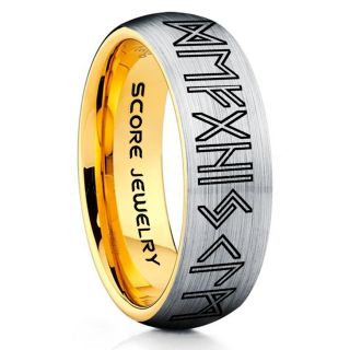 Norse Rune Ring, Norse Ring, Viking Ring, Elder Futhark Ring, Silver Norse Rune Ring, Silver Tungsten Ring, Silver  Wedding Ring, Tungsten Wedding Band