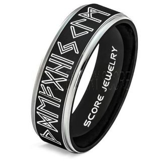 Norse Rune Ring, Norse Ring, Viking Ring, Elder Futhark Ring, Black Norse Rune Ring, Black Tungsten Ring, Black Wedding Ring, Tungsten Wedding Band
