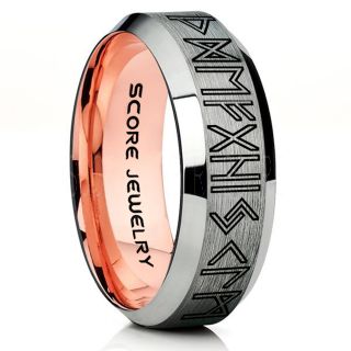 Norse Rune Ring, Norse Ring, Viking Ring, Elder Futhark Ring, Silver Norse Rune Ring, Silver Tungsten Ring, Silver  Wedding Ring, Tungsten Wedding Band