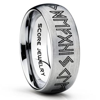 Norse Rune Ring, Norse Ring, Viking Ring, Elder Futhark Ring, Silver Norse Rune Ring, Silver Tungsten Ring, Silver  Wedding Ring, Tungsten Wedding Band