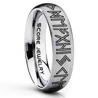 Norse Rune Ring, Norse Ring, Viking Ring, Elder Futhark Ring, Silver Norse Rune Ring, Silver Tungsten Ring, Silver  Wedding Ring, Tungsten Wedding Band