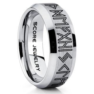 Norse Rune Ring, Norse Ring, Viking Ring, Elder Futhark Ring, Silver Norse Rune Ring, Silver Tungsten Ring, Silver  Wedding Ring, Tungsten Wedding Band