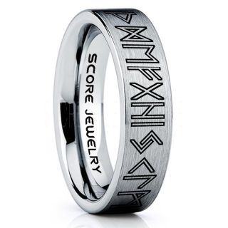 Norse Rune Ring, Norse Ring, Viking Ring, Elder Futhark Ring, Silver Norse Rune Ring, Silver Tungsten Ring, Silver  Wedding Ring, Tungsten Wedding Band