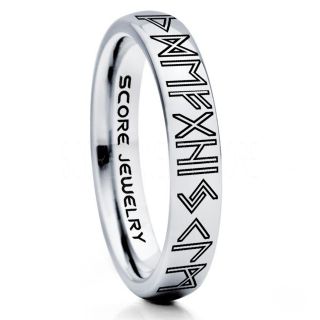 Norse Rune Ring, Norse Ring, Viking Ring, Elder Futhark Ring, Silver Norse Rune Ring, Silver Tungsten Ring, Silver  Wedding Ring, Tungsten Wedding Band