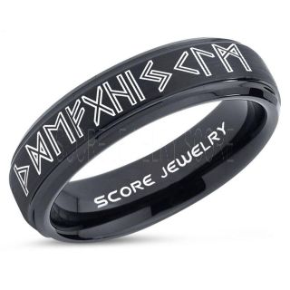 Norse Rune Ring, Norse Ring, Viking Ring, Elder Futhark Ring, Black Norse Rune Ring, Black Tungsten Ring, Black Wedding Ring, Tungsten Wedding Band