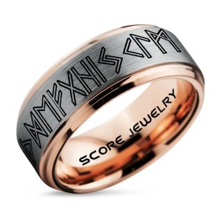 Norse Rune Ring, Norse Ring, Viking Ring, Elder Futhark Ring, Silver Norse Rune Ring, Silver Tungsten Ring, Silver  Wedding Ring, Tungsten Wedding Band