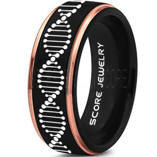 DNA Ring, Science Ring, Science Jewelry, Geek Ring, Black Wedding Ring, Black Tungsten Ring, Black Tungsten Wedding Band, Geek Jewelry, DNA Jewelry 