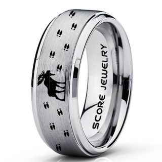 Moose Ring, Moose Hunting Ring, Silver Tungsten Ring, Silver Wedding Band, Hunting Ring, Moose Tracks Wedding Band, Moose Tracks Ring