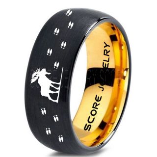 Moose Ring, Moose Hunting Ring, Black Tungsten Ring, Black Wedding Band, Hunting Ring, Moose Tracks Wedding Band, Moose Tracks Ring