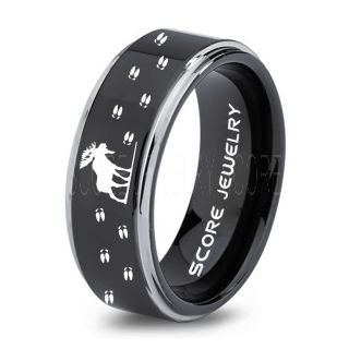 Moose Ring, Moose Hunting Ring, Black Tungsten Ring, Black Wedding Band, Hunting Ring, Moose Tracks Wedding Band, Moose Tracks Ring