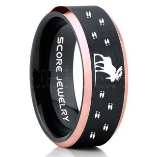 Moose Ring, Moose Hunting Ring, Black Tungsten Ring, Black Wedding Band, Hunting Ring, Moose Tracks Wedding Band, Moose Tracks Ring