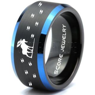 Moose Ring, Moose Hunting Ring, Black Tungsten Ring, Black Wedding Band, Hunting Ring, Moose Tracks Wedding Band, Moose Tracks Ring