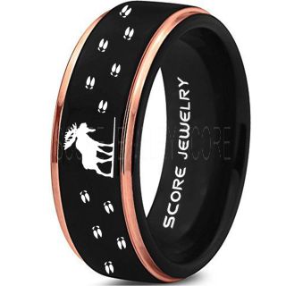 Moose Ring, Moose Hunting Ring, Black Tungsten Ring, Black Wedding Band, Hunting Ring, Moose Tracks Wedding Band, Moose Tracks Ring