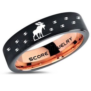 Moose Ring, Moose Hunting Ring, Black Tungsten Ring, Black Wedding Band, Hunting Ring, Moose Tracks Wedding Band, Moose Tracks Ring