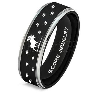 Moose Ring, Moose Hunting Ring, Black Tungsten Ring, Black Wedding Band, Hunting Ring, Moose Tracks Wedding Band, Moose Tracks Ring